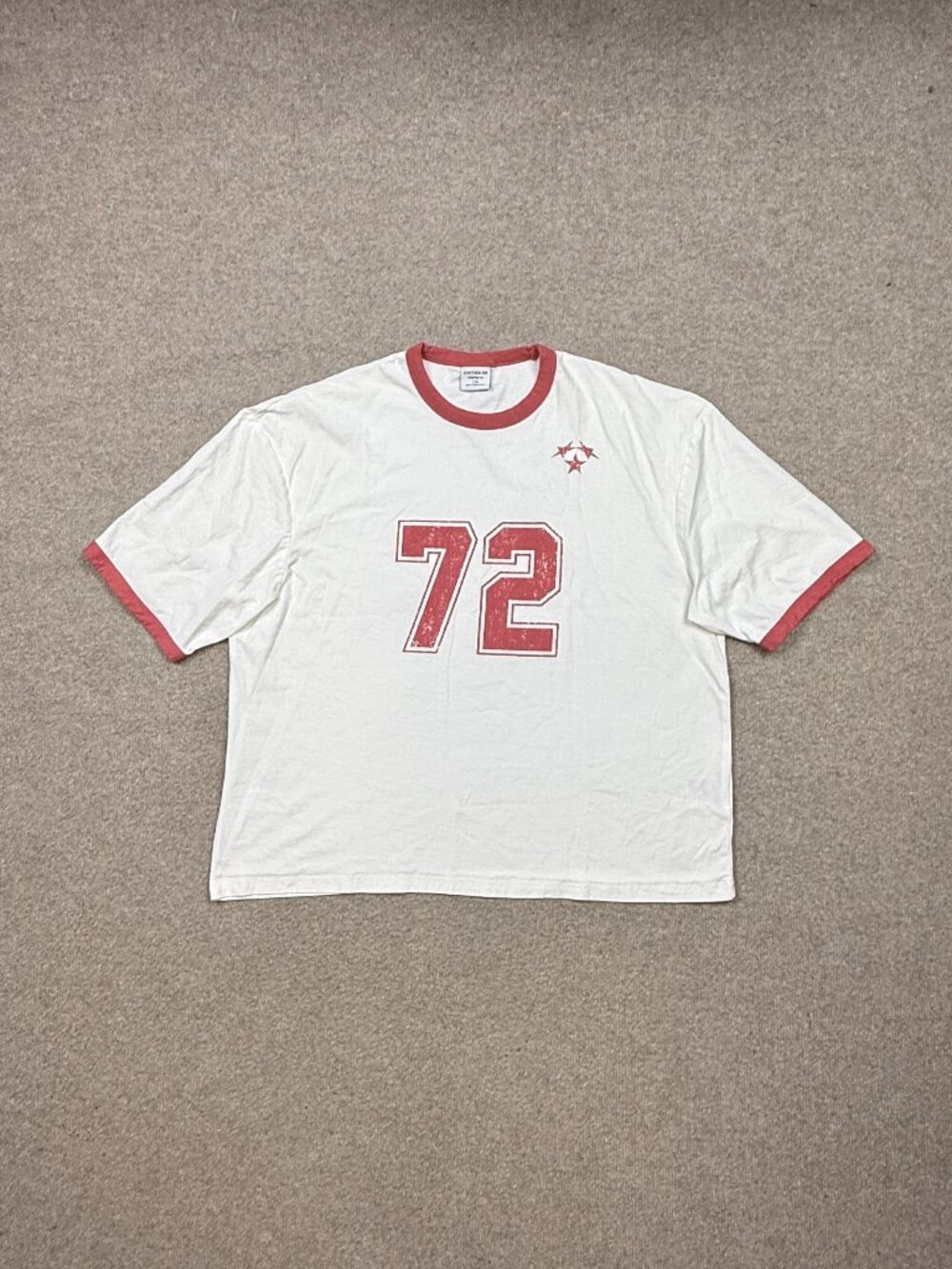 Cotton On Ringer T Shirt Men's Size L White Short Sleeve Cropped